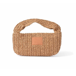 Petit sac en papier et polyester avec étiquette de marquage couleur marron