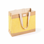 Sac en coton recyclé et jute à motif quadrillé 220 g/m² couleur jaune première vue