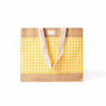 Sac en coton recyclé et jute à motif quadrillé 220 g/m² couleur jaune deuxième vue