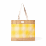 Sac en coton recyclé et jute à motif quadrillé 220 g/m² couleur jaune