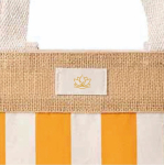 Sac en coton recyclé et jute à motif quadrillé 220 g/m² couleur orange troisième vue