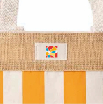 Sac en coton recyclé et jute à motif quadrillé 220 g/m² couleur orange quatrième vue