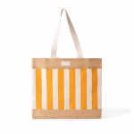 Sac en coton recyclé et jute à motif quadrillé 220 g/m² couleur orange