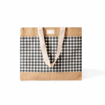 Sac en coton recyclé et jute à motif quadrillé 220 g/m² couleur blanc/noir deuxième vue