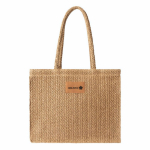 Sac en papier et polyester avec anses longues et étiquette de marquage couleur marron deuxième vue