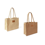 Sac en papier et polyester avec anses longues et étiquette de marquage couleur marron troisième vue