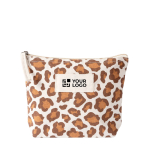 Trousse en coton recyclé avec motif animal 200 g/m² couleur marron avec zone d'impression