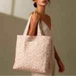 Sac en coton recyclé avec motif animalier 200 g/m² couleur rose sixième vue