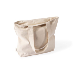 Sac en coton recyclé avec fermeture éclair et longues anses 280 g/m² couleur naturel deuxième vue