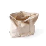 Sac en coton recyclé avec fermeture éclair et longues anses 280 g/m² couleur naturel troisième vue