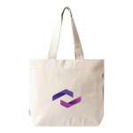 Sac en coton recyclé avec fermeture éclair et longues anses 280 g/m² couleur naturel cinquième vue