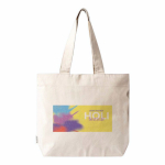 Sac en coton recyclé avec fermeture éclair et longues anses 280 g/m² couleur naturel sixième vue