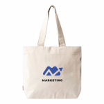 Sac en coton recyclé avec fermeture éclair et longues anses 280 g/m² couleur naturel vue détaillée