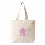 Sac en coton recyclé avec fermeture éclair et longues anses 280 g/m² couleur naturel vue détail 2