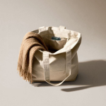 Sac en coton recyclé avec fermeture éclair et longues anses 280 g/m² couleur naturel vue détail 3