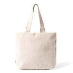 Sac en coton recyclé avec fermeture éclair et longues anses 280 g/m² couleur naturel