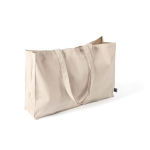 Sac en coton équitable à soufflet et longues anses, 220 g/m² couleur naturel deuxième vue