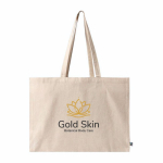 Sac en coton équitable à soufflet et longues anses, 220 g/m² couleur naturel quatrième vue