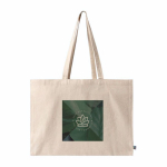 Sac en coton équitable à soufflet et longues anses, 220 g/m² couleur naturel cinquième vue