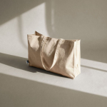 Sac en coton équitable à soufflet et longues anses, 220 g/m² couleur naturel vue détaillée