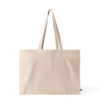 Sac en coton équitable à soufflet et longues anses, 220 g/m² couleur naturel