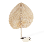 Éventail en paille en forme de feuille avec étiquette à personnaliser68625b449b0dbdfc3996458d couleur naturel