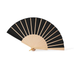 Éventail en bois et polyester avec tissu et cordon assortis68625b449b0dbdfc3996458d couleur noir deuxième vue