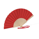 Éventail en bois et polyester avec tissu et cordon assortis68625b449b0dbdfc3996458d couleur rouge première vue