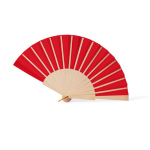 Éventail en bois et polyester avec tissu et cordon assortis68625b449b0dbdfc3996458d couleur rouge deuxième vue