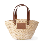 Petit panier en papier avec anses courtes et étiquette personnalisable couleur naturel