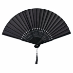Éventail en bambou et polyester à personnaliser avec tiges de 21 cm68625b3d9b0dbdfc3996446f couleur noir