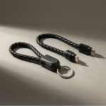 Câble porte-clés de charge rapide avec entrée type C, USB-C couleur noir sixième vue