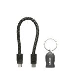 Câble porte-clés de charge rapide avec entrée type C, USB-C couleur noir avec zone d'impression