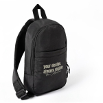 Sac bandoulière en polyester à un compartiment avec poche avant couleur noir deuxième vue