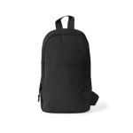 Sac bandoulière en polyester à un compartiment avec poche avant couleur noir