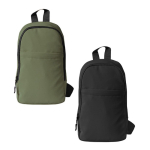 Sac bandoulière en polyester à un compartiment avec poche avant couleur vert troisième vue