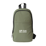 Sac bandoulière en polyester à un compartiment avec poche avant couleur vert avec zone d'impression