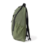 Sac à dos en polyester avec plusieurs compartiments et dos rembourré couleur vert troisième vue