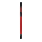 Stylo en aluminium recyclé avec clip noir et encre bleue couleur rouge deuxième vue
