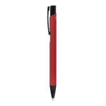 Stylo en aluminium recyclé avec clip noir et encre bleue couleur rouge troisième vue