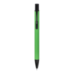 Stylo en aluminium recyclé avec clip noir et encre bleue couleur vert deuxième vue