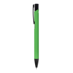 Stylo en aluminium recyclé avec clip noir et encre bleue couleur vert troisième vue