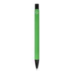 Stylo en aluminium recyclé avec clip noir et encre bleue couleur vert quatrière vue