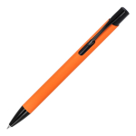 Stylo en aluminium recyclé avec clip noir et encre bleue couleur orange