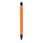 Stylo en aluminium recyclé avec clip noir et encre bleue couleur orange quatrière vue