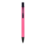 Stylo en aluminium recyclé avec clip noir et encre bleue couleur rose deuxième vue