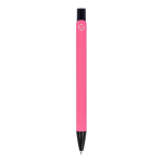 Stylo en aluminium recyclé avec clip noir et encre bleue couleur rose quatrière vue