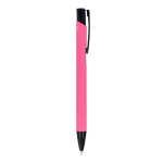 Stylo en aluminium recyclé avec clip noir et encre bleue couleur rose cinquième vue
