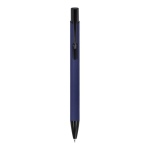 Stylo en aluminium recyclé avec clip noir et encre bleue couleur bleu foncé deuxième vue