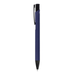Stylo en aluminium recyclé avec clip noir et encre bleue couleur bleu foncé troisième vue
